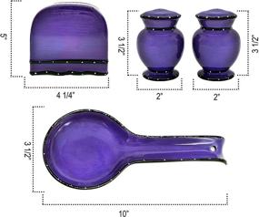 img 3 attached to 🍆 ACK Tuscany Hand Painted 4pc Stove Top Set - Ruffle Design | Napkin, Salt, Pepper and Spoon Rest | Choose Your Color (Purple)