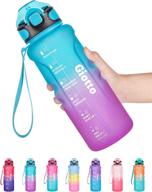 🥤 giotto 32oz motivational water bottle with time marker & straw - leakproof bpa free water jug to remind you drink more water - hydrate in style for optimal health логотип