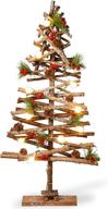 🎄 national tree 23" snowy cone tree with berry decor, lamp beads & 10 warm white battery operating led lights (mzc-861) - natural wooden pieces logo