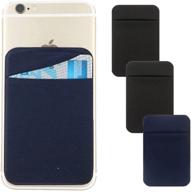 📱 convenient 3pack cell phone card holder with 3m adhesive - stick on wallet for iphone samsung galaxy (2black+1navy blue) logo