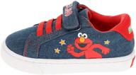 🧒 sesame street boys denim sneaker, elmo casual shoes with elastic laces and adjustable strap logo