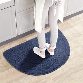 img 2 attached to 🔵 Olpchee Half Round Non-Slip Floor Rug Mat – Keep Floors Clean with Decorative Design (Large, Blue)