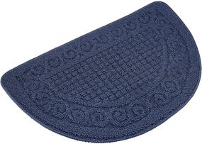 img 4 attached to 🔵 Olpchee Half Round Non-Slip Floor Rug Mat – Keep Floors Clean with Decorative Design (Large, Blue)