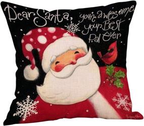 img 3 attached to 🎅 Set of 4 Christmas Pillow Covers - Square Santa Claus Snowman Throw Pillow Cases 18 x 18 Inches made from Cotton Linen