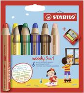 🖍️ многоцветные цветные карандаши stabilo woody с встроенной точилкой логотип