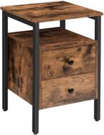 🛏️ hoobro rustic brown and black nightstand with 2 drawers, storage shelves, and easy assembly - ideal bedside table, side end table, or sofa table for living room, bedroom - accent furniture (bf43bz01) логотип
