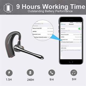 img 3 attached to 🎧 Беспроводной Bluetooth-наушник, HonShoop V5.0 Беспроводная Bluetooth-гарнитура с стерео-микрофоном, совместимый с мобильными телефонами для вождения, бизнеса и офисного использования (красный)