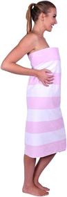 img 1 attached to 🏖️ Puffy Cotton Premium Luxury Cabana Striped Terry Velour Beach Towel in Pink - 100% Cotton, Super Soft and Absorbent for Ultimate Beach Comfort