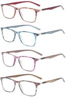 👓 affordable 4-pack reading glasses: stylish spring hinge colorful readers for men and women" logo