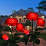 🌹 2-pack solar garden decorations – exquisite rose flowers | outdoor decorative solar lights | waterproof, solar-powered yard decoration for patio, pathway (red) logo