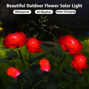 img 3 attached to 🌹 2-Pack Solar Garden Decorations – Exquisite Rose Flowers | Outdoor Decorative Solar Lights | Waterproof, Solar-Powered Yard Decoration for Patio, Pathway (Red)