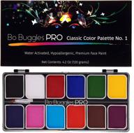 🎨 bo buggles pro-face paint kit: water-activated palette for pro artists. vibrant detailed designs.12x10g paints +2 brushes. safe quality makeup supplies logo