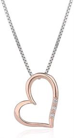 img 4 attached to 💎 Timeless Elegance: Sterling Silver CZ Rose Gold Plated Heart Pendant with 18" Box Chain