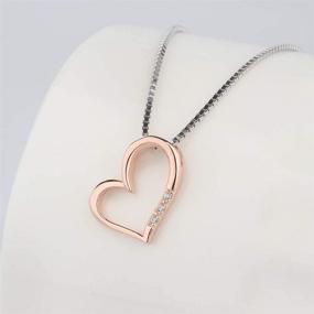 img 2 attached to 💎 Timeless Elegance: Sterling Silver CZ Rose Gold Plated Heart Pendant with 18" Box Chain