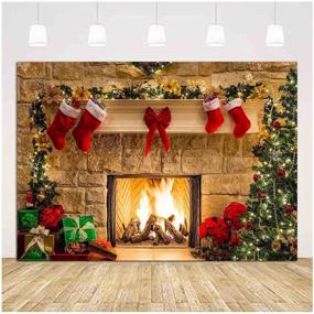img 1 attached to XLL Christmas Photography Backdrops - Festive Fireplace Decoration Background for Holiday Party Photos - Happy Holiday Props - Size: 8x6ft (240cm x 180cm)