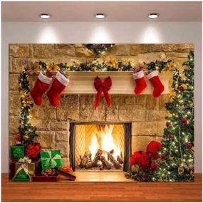 img 4 attached to XLL Christmas Photography Backdrops - Festive Fireplace Decoration Background for Holiday Party Photos - Happy Holiday Props - Size: 8x6ft (240cm x 180cm)