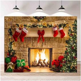 img 2 attached to XLL Christmas Photography Backdrops - Festive Fireplace Decoration Background for Holiday Party Photos - Happy Holiday Props - Size: 8x6ft (240cm x 180cm)