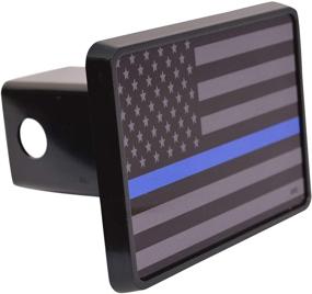 img 4 attached to 🚔 Превосходный чехол для прицепного устройства с тонкой голубой полосой: покажите свою поддержку полицейским и важности жизней синих!