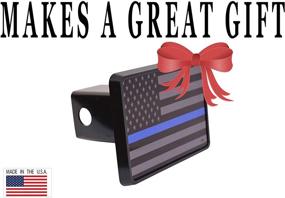 img 1 attached to 🚔 Превосходный чехол для прицепного устройства с тонкой голубой полосой: покажите свою поддержку полицейским и важности жизней синих!