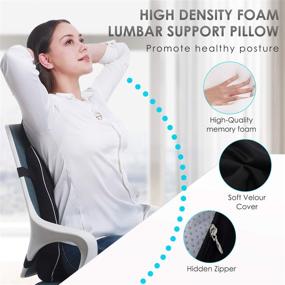 img 3 attached to Lumbar Support Pillow: Memory Foam Back Cushion for Office Chair, Car, 🪑 Computer Gaming Chair, and Recliner - Adjustable Straps for Optimal Lower Back Support