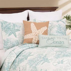 img 2 attached to 🌊 C&F Home Ocean Treasures Coastal Blue Starfish Sand Dollar Coral Beach House Condo King 3 Piece Reversible Quilt Coverlet Set - King Size, Blue