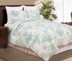 img 3 attached to 🌊 C&F Home Ocean Treasures Coastal Blue Starfish Sand Dollar Coral Beach House Condo King 3 Piece Reversible Quilt Coverlet Set - King Size, Blue