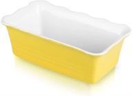 🍞 joyroom loaf pan for baking bread, rectangular ceramic bread pan, 9 x 5 inch bread pan, circle collection - yellow logo
