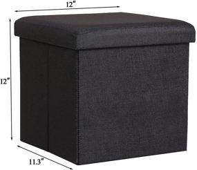 img 3 attached to NISUNS OT01 Linen Black Folding Storage Ottoman Cube Footrest Seat, 12 X 12 X 12 Inches