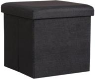 nisuns ot01 linen black folding storage ottoman cube footrest seat, 12 x 12 x 12 inches logo