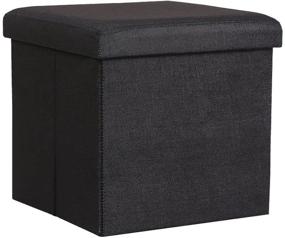 img 4 attached to NISUNS OT01 Linen Black Folding Storage Ottoman Cube Footrest Seat, 12 X 12 X 12 Inches