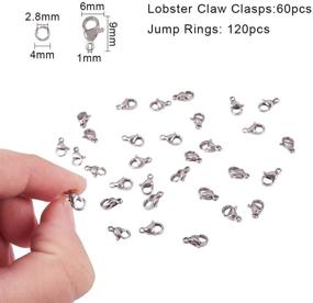 img 3 attached to 🐼 PandaHall Elite 120 pcs 4mm Stainless Steel Jump Rings with 60pcs Lobster Claw Clasps for Earring Bracelet Necklace Pendants Jewelry DIY Craft Making, Stainless Steel Color