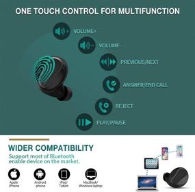 img 2 attached to 🎧 YW YUWISS T04 Беспроводные наушники Bluetooth 5.0 с сенсорным управлением, зарядным кейсом, защитой от воды IPX8, шумоподавляющим микрофоном для Apple iPhone Android Samsung (Черные)