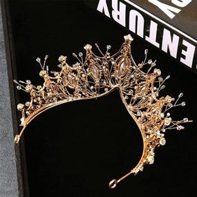 img 1 attached to 👑 Handmade Gold Wedding Tiaras and Crown for Bride – Baroque Queen Crown Crystal Rhinestone Headband Tiara for Women | Wedding, Halloween, Faire Costume, Birthday, Music Festival Hair Accessories - Yolmina