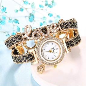 img 3 attached to 🌸 Cdybox Women Wholesale 6 Pack Love Printed Bracelet Watches Set: Lot of Diamond Wrap Around Cuff Quartz Wrist Watches for Ladies and Girls