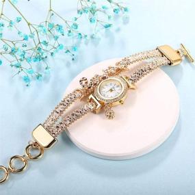 img 1 attached to 🌸 Cdybox Women Wholesale 6 Pack Love Printed Bracelet Watches Set: Lot of Diamond Wrap Around Cuff Quartz Wrist Watches for Ladies and Girls