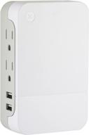 ge pro 2-outlet extender с 2 портами usb, защитой от перенапряжения, сертифицированный ul - настенный адаптер с боковым доступом, 3-х контактный, 1060 джоулей, 2,4 ампера ультра-заряд, белый - включает гарантию, модель 37090 логотип