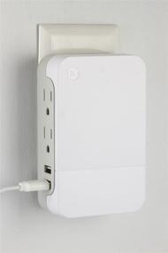 img 1 attached to GE Pro 2-Outlet Extender с 2 портами USB, защитой от перенапряжения, сертифицированный UL - настенный адаптер с боковым доступом, 3-х контактный, 1060 Джоулей, 2,4 Ампера ультра-заряд, белый - включает гарантию, модель 37090