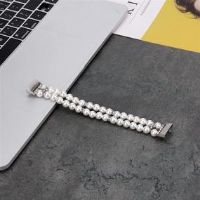 img 1 attached to 👑 Wongeto Pearl White Elastic Stretch Pearl Bracelet Bands for Fitbit Charge 4, Charge 3, and Charge 3 SE - Fashion Handmade Women Girls Replacement Strap, Accessorize Fitbit Charge 3