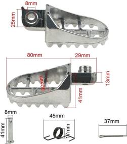 img 2 attached to 🛵 FLYPIG Silver Footpegs Foot Pegs Footrest for 50-125cc Dirtbikes PW50, PW80, TW200, XR50R, CRF70, CRF80, CRF100F, TT225S - High Quality and Durable