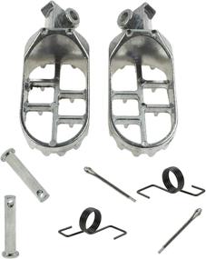 img 4 attached to 🛵 FLYPIG Silver Footpegs Foot Pegs Footrest for 50-125cc Dirtbikes PW50, PW80, TW200, XR50R, CRF70, CRF80, CRF100F, TT225S - High Quality and Durable