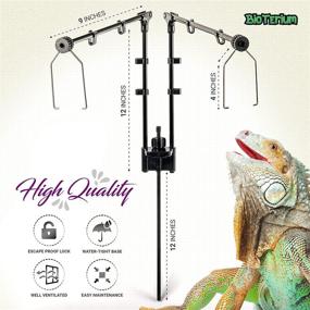 img 3 attached to 🦎 Premium Dual Heat Terrarium Stand - BIOTERIUM Reptile Lamp Stand with Adjustable Metal Lamp Holder, Extendable for Taller Terrariums, Includes Four Rubber Foot Pads