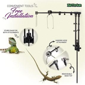 img 2 attached to 🦎 Premium Dual Heat Terrarium Stand - BIOTERIUM Reptile Lamp Stand with Adjustable Metal Lamp Holder, Extendable for Taller Terrariums, Includes Four Rubber Foot Pads