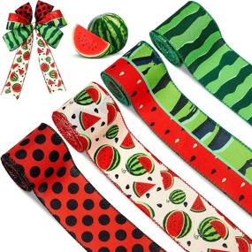 img 4 attached to 🍉 Summer Print 24 Yard Watermelon Burlap Ribbon: Ideal for Wrapping, Crafting, and Floral Arrangements - 4 Styles Available!