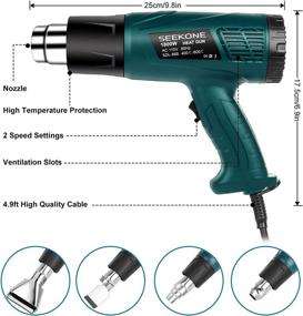 img 3 attached to 🔥 SEEKONE Heat Gun Kit: 1800W Heavy Duty Hot Air Gun with Dual-Temperature Settings, 4 Nozzles – Ideal for Crafts, Paint Stripping, Tube Shrinking, PVC