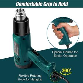 img 1 attached to 🔥 SEEKONE Heat Gun Kit: 1800W Heavy Duty Hot Air Gun with Dual-Temperature Settings, 4 Nozzles – Ideal for Crafts, Paint Stripping, Tube Shrinking, PVC