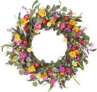 🌼 lvydec 20-inch artificial daisy flower wreath - vibrant silk flowers and eucalyptus leaves for home decoration, floral front door wreath логотип