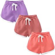 qtglb girls shorts 3-pack: premium 100% cotton for active 🩳 toddler kids & big girls - perfect for athletic activities and sleepwear logo