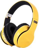 🎧 immerse yourself with active noise cancelling over ear bluetooth headphones - perfect for online classes, home office, and gaming - b4-yellow logo