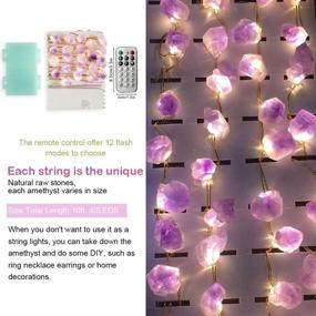 img 2 attached to 10ft Nature Amethyst Crystal Fairy Led Light String | 40 LEDs Battery Operated Lights with Remote | Bedroom Party Indoor Birthday Wedding Decor