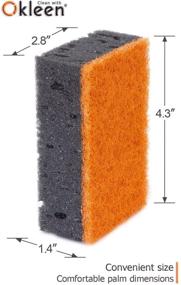 img 1 attached to 🧽 Okleen Black and Orange Heavy Duty Scrub Sponges - 9 Pack, Multi Use Kitchen and Household Cleaning. Made in Europe - Non Scratch Fiber, Odorless, Durable, and Delicate Scrubber - 4.3x2.8x1.4 inches